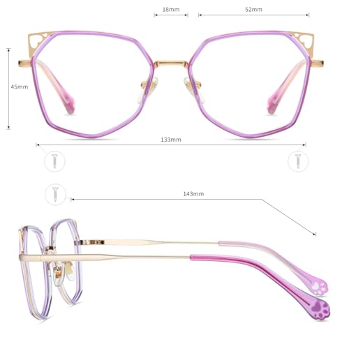 Image of Firmoo Cat Eye Blue Light Reading Glasses for Women, Stylish Cateye Computer Reading Glasses, UV400 Protection