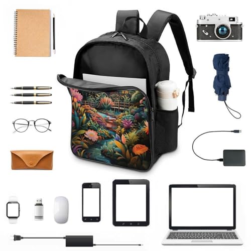Mochila escolar Jungle Hut estampada e impermeable de 40x28x16cm para estudiantes 4