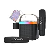 Karaoke Machine Plus 2 Microphone sans Fil Portable Bluetooth Karaoke Barre de Son avec Conversion vocale et LED lumière pour Les Enfants Adultes, Cadeau d'anniversaire de Noël (Noir)