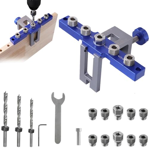 Kit de plantilla para espigas 3 en 1, autocentrante, para agujeros de bolsillo con localizador de brocas ajustable para carpintería, guía de perforación y plantillas para herramientas eléctricas (ju