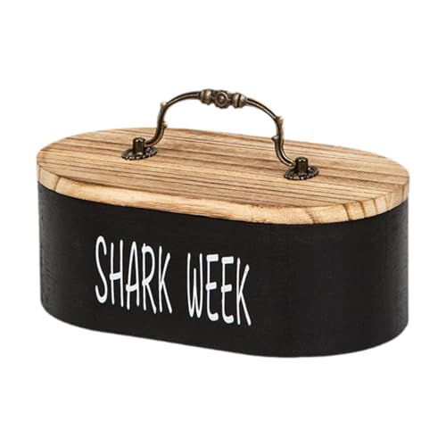 Llazsybz Caja de Almacenamiento de Madera para Escritorio, Organizador de Encimera con Tapa, Moderno, Joyero Ovalado de Madera para Mesa de Oficina O Sala de E, Negro, a