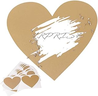 Pack of 50 Scratch Off Sticker Heart - Scratch Off Heart Stickers,Scratch Off Labels, Scratch Card Stickers, Heart Scratch Stickers - 8 x 7cm, Gold Color