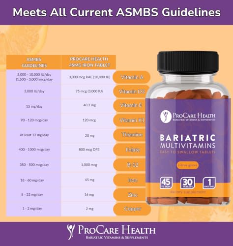 Procare Health VIT-BARITAB45MG-30CT Bariatric Multivitamin | 45Mg Iron | Citrus Grove Scented | Easy To Swallow Tablet thumb #1