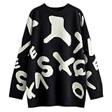Generisch Unisex Strickpullover mit abstraktem Buchstaben-Muster - Oversized Pullover im...