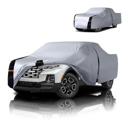 Image of Multi-Layer Hyundai Santa Cruz Truck Cover, Custom fit Santa Cruz 2021-2026 Crew Cab Short Bed(4.3') Car Cover Waterproof All Weather, Full Exterior Cover Rain Wind and UV Protection with Door Zipper