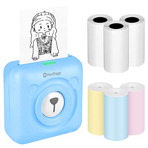 Siebwin Mini Imprimante Photo Portable, Imprimante Bluetooth Portable avec 57 * 30mm (Rose Bleu Jaune) et Autocollant (Blanc avec Colle) Cover
