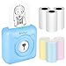 Siebwin Mini Stampante Termica, Stampante Fotografica Portatile wireless per foto Etichetta foto Memo Carta per ricevute Stampante con cavo USB + 6 Rolls Adhesive Sticker Paper