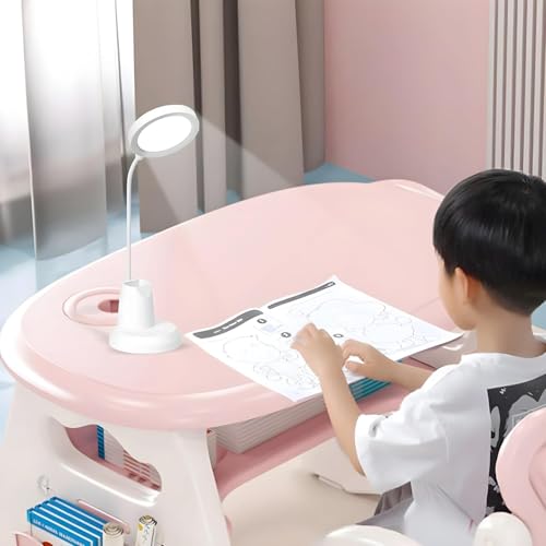 Image of Kimee LED Study Light for Desk with Stationery Organizer & Mobile Holder - Cordless Table Lamp for Students & Work from Home - 3 Modes Eye Protection Reading Lamp (Round, Regular)