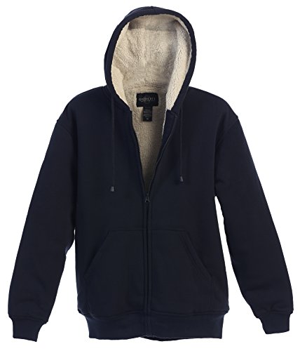 Gioberti Men Heavyweight Sherpa Lined Fleece Hoodie Jacket, Navy, Large
