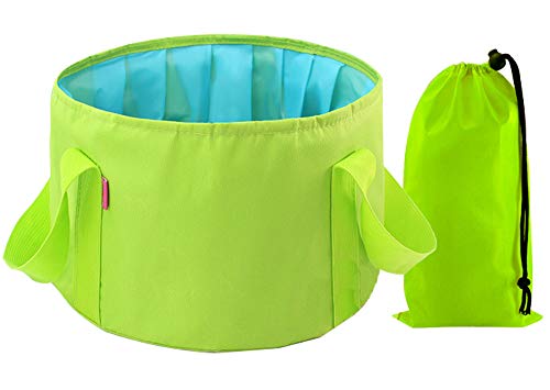 Baanuse - Secchielli pieghevoli per lavandino, esterni, campeggio, giardino, pesca, spiaggia, picnic, 15 l, verde