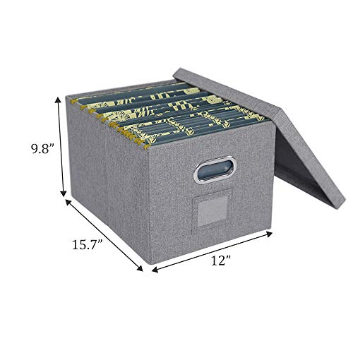 ATBAY File Storage Box with lids Large Capacity Office File Organizer for Letter Size File Folder, Gray(4PACK) - Thumbnail 3