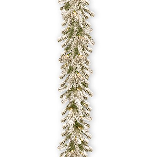 National Tree Company 9ft Pre-Lit Snowy Sheffield Spruce Christmas Garland