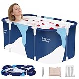 SOONHUA Vasca da bagno pieghevole portatile per adulti e vasca idromassaggio autoportante con cuscini per interni ed esterni Hot SPA Ice Bath, 140 x 60 x 50 cm