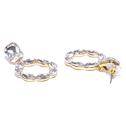 Geometrical Crystal Plated Dangler Earrings For Women