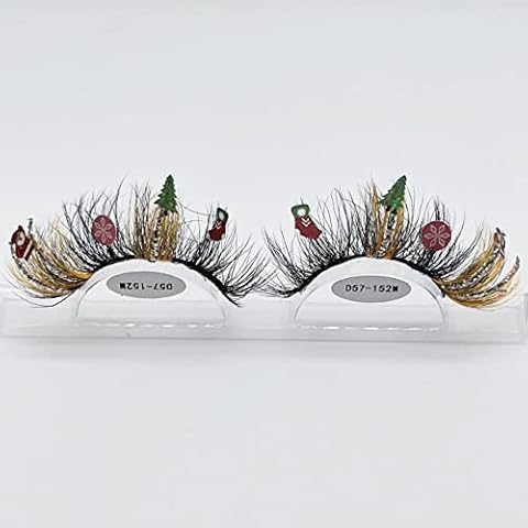 KFZR Christmas False Eyelashes 20MM Faux Mink Colour Stage Makeup Party Holiday 1 Pair (D57-152M) Cover