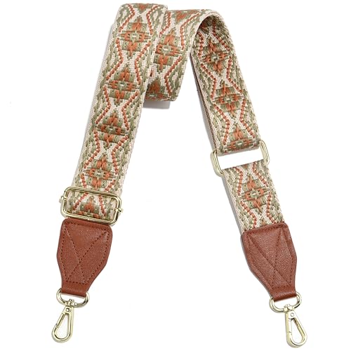 Image of Purse Strap,1.5 inch Leather End Shoulder Strap Adjustable Replacement,Retro Multi-Pattern Crossbody Bag Straps