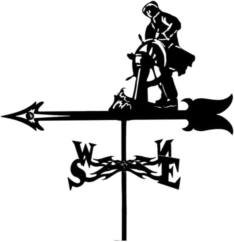 レトロなセーラーメタル風向計、屋根マウント付きガーデン風見鶏、クリエイティブなステンレススチール製ホームデコレーションオーナメントギ