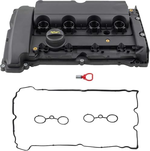 Image of 11127646555 Engine Valve Cover with Gasket & Oil Filler Cap for Mini Cooper 2007-2012 L4 1.6L DOHC, 11127561714 11127572854 11127585907