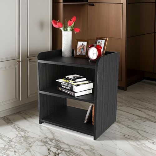 Image of CraftOnline Living Room Nightstand, Decorative End Table for Living Room Bedroom, Bedside Table, 25D x 40W x 50H Centimeters (Black)