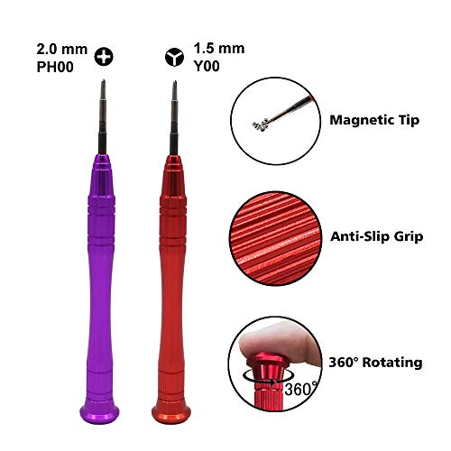 Triwing Screwdriver For Nintendo Switch, EMiEN 2.0mm Phillips 1.5mm Y00 Tri-Point Tri Wing Tip Screwdriver Kit For Nintendo Switch Joy-Con Controller Repair,Nintendo Game Consoles Repair - Thumbnail 2
