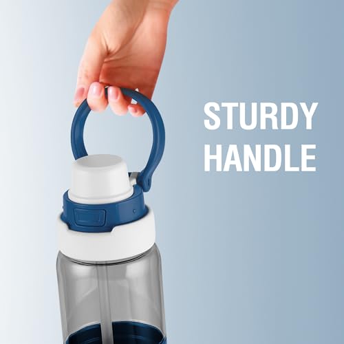 Image of MILTON Navi 800 2-in-1 Lid Sip or Gulp Water Bottle 800 ml | Sturdy Handle I BPA Free| Food-Grade | One-Touch Open | Leak-Proof | Ideal for Office, School, College, Gym, Blue
