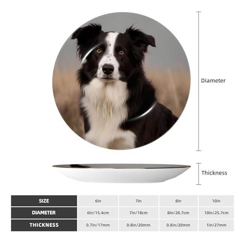Assiette Border Collie déco salon et bureau avec son support