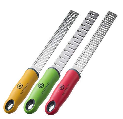 Citrus Lemon/Lime Zester Kitchen Tool & Cheese Grater set by BUTTERLEE, Stainless Steel