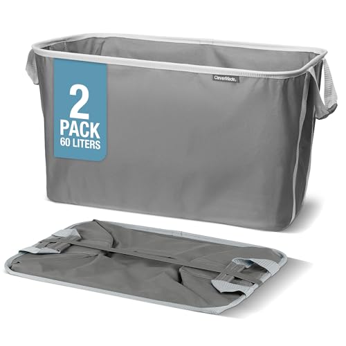 CleverMade Collapsible Laundry Basket 2 Pack – 60L...