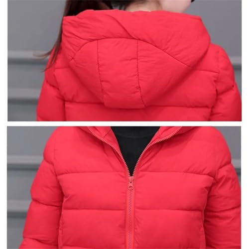 Cozy Red Down Cotton Hooded Jacket for Women – Perfect for Winter Adventures! - Image 2