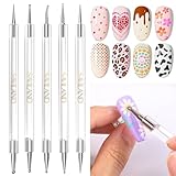 Saviland Quick-Paint Dotting Tools Nail Art Pen: 5Pcs Multi-Size Nail Art Tools Double Ended Nail Design Kit For Dot Drawing Home Salon, Pattern Tracing Pen, Ball Embossing Pen For Transfer Paper