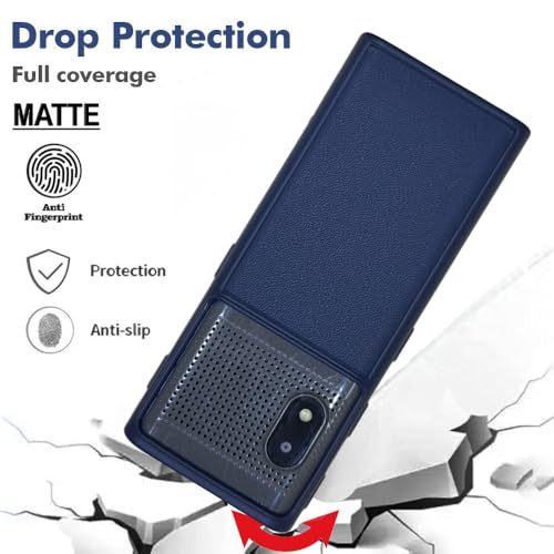 Image of ZAOMA Premium Leather Design TPU Back Cover Case Compatible for HMD 150 Music DS Model NO. : TA-1709 Keypad Mobile Feature Phone Rugged Case - Blue
