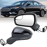 Clidr Driver Side Mirror Compatible with 2016 2017 2018 2019 2020 2021 2022 Ford Fusion Non-Heated Manual Folding Rear View Mirror Replace FS7Z-17683-B Black 3 Pins