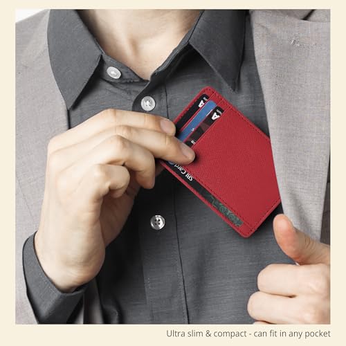 Image of Slim Minimalist Leather RFID Blocking Front Pocket Wallet, Credit Card