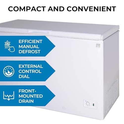 Image of Kenmore Deep Freezer - Chest Freezer, 1 Basket, Garage Ready, Meat Storage, Front Drain, Congelador For Home, Apartment, Basement, Dorm, Shed, Cottage, Manual Defrost, Stand Up, 14.6 Cubic Feet, White