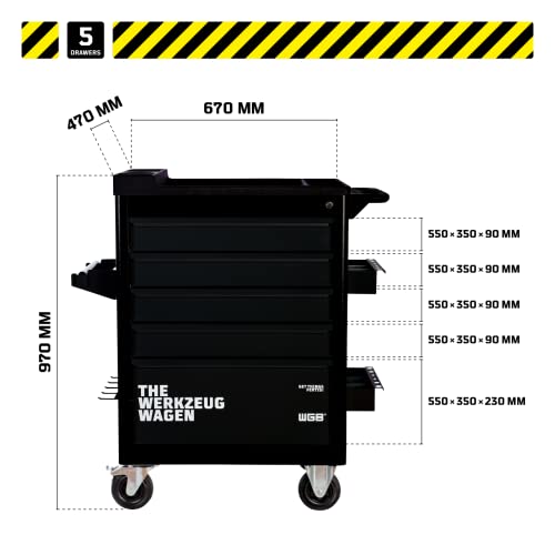 Werkstattwagen leer | 5 Schubladen | No.140 | stabile Stahlblechkonstruktion | WGB – Bild 3