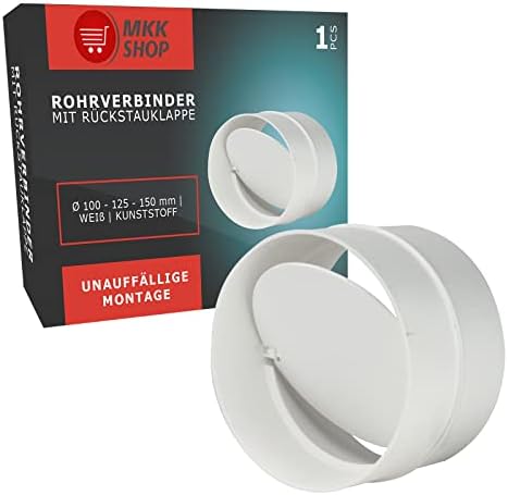 Ducting Pipe Non Return Valve, Round Duct Rigid Tube Connector with Shutter Extractor Fan Backdraft Damper Stopper (4" Inch, Damper)