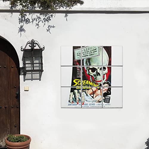 Screaming Skull faïence décorative rétro lot de 9 carreaux céramique effet affiche