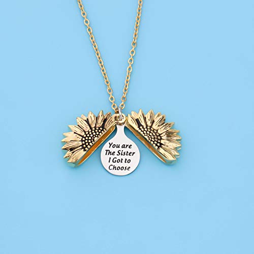 LQRI Sister Gift Best Friend Sunflower Necklace You Are The Sister I Got to Choose Sunflower Pendent3