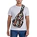 Krirteh Sugar Skull Crossbody Sling Bag For Women Men Fashion Halloween Chest Bag Shoulder Bag Sling Backpack Travel Hiking Casual Sport Daypack
