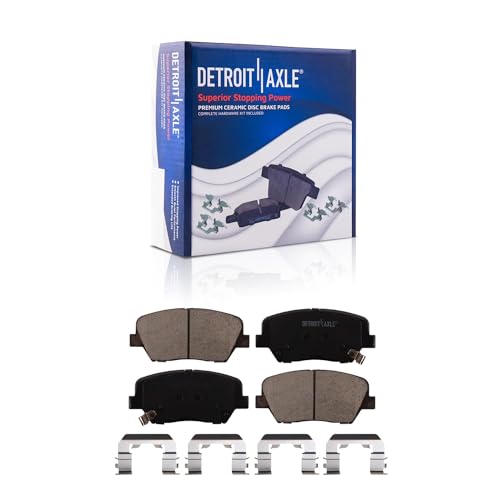 Image of Detroit Axle - Brake Kit for Hyundai Santa Fe Kia Sorento Drilled & Slotted Brake Rotors 2010 2011 2012 Ceramic Brakes Pads Replacement: 11.81 inch inch Front and 11.89 inch inch Rear Rotor