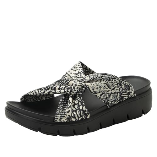 Image of Alegria Women Rylie Vegan Leather Lightweight Platform Satin Scarf Tie Slide Sandal