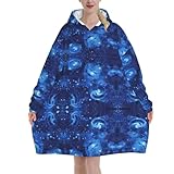 Blue Universe Space Galaxy Damen Sherpa-Sweatshirt, Decke, verlängert, warm, gemütlich, übergroß, tragbar, Taschen-Kapuzenpullover für Erwachsene