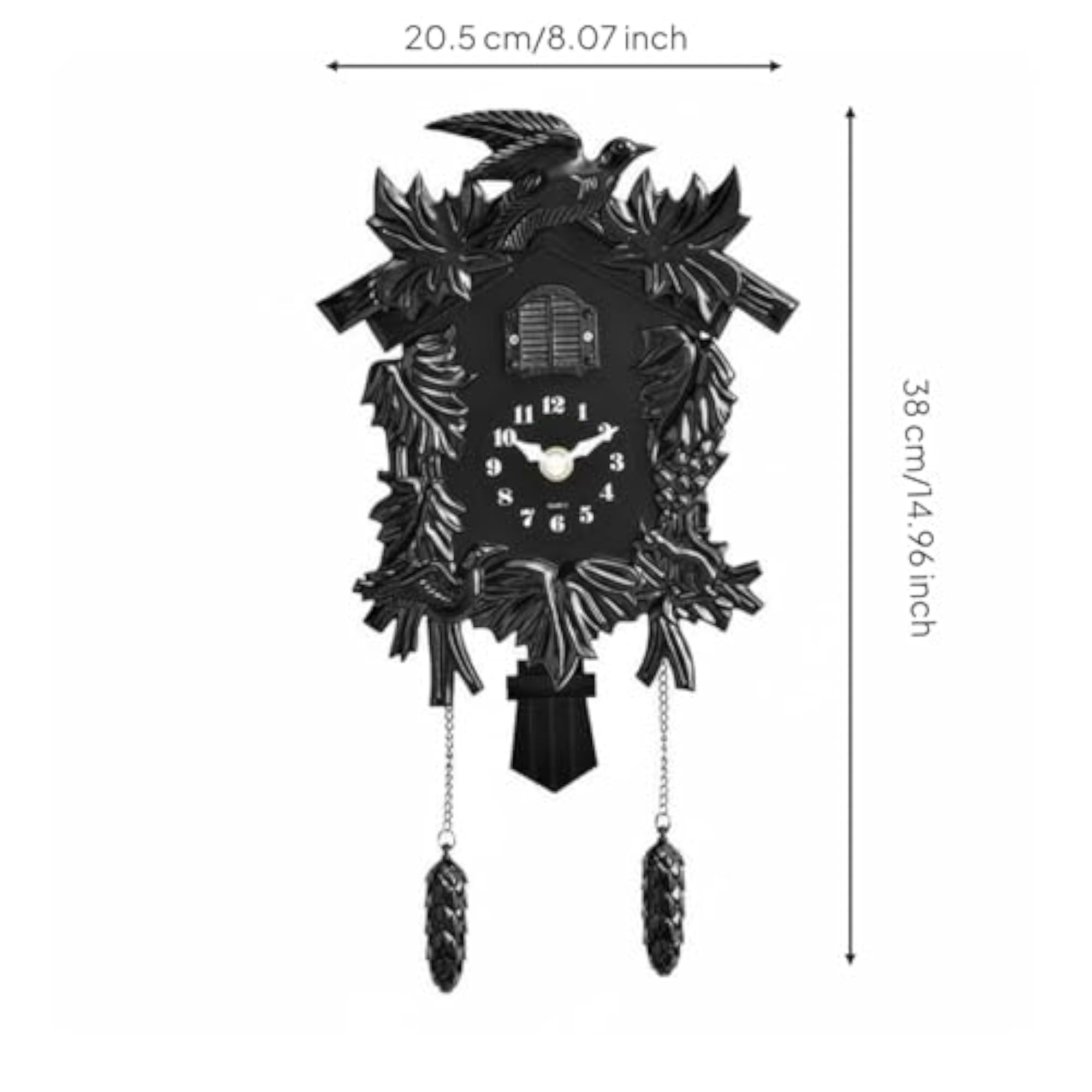 Hourly Chime ABS Cuckoo Timepiece, Black