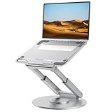 tounee 伸縮式ノートパソコンスタンド デスク用 360°回転ベース 座って立つ 高さ調節可能 ポータブルライザーホルダー 姿勢良好 MacBook Pro対応 10~17インチのすべてのノートパソコンに対応 グレー (silver)