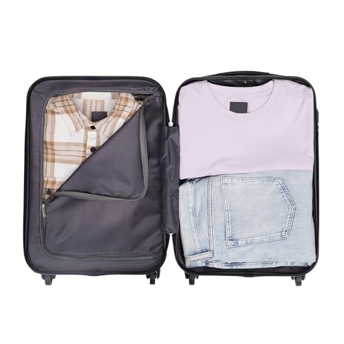 Image of Yayavar Tokyo Textured ABS Hard-Sided Suitcase Bag - 35L| Dual Color Trolley with 4 Spinner Wheels, Number Lock, Water Resistant | Luggage Bag for Travel (Red & Black, 56cm, Small)