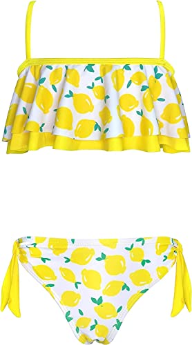 Maillot de bain 2 pièces fille SHEKINI doté de volants souples et imprimé floral
