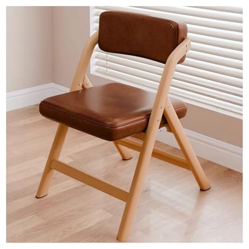 Luulife折りたたみ式無垢材ダイニングチェア PUレザーオフィスデスクチェア 折りたたみ式布張り椅子 便利で省スペース 快適に座る 安定した耐荷重 マルチカラー ライト 家庭用と業務用両方に適しています 台所 勉強 屋外 ピクニック 再会 (木目カラー