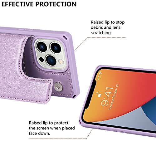 Étui à rabat iPhone 13 Pro en cuir synthétique de qualité violet - 4