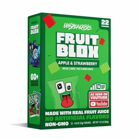Generic FruitBlox Unspeakable Apple Strawberry Fruit Snacks, 22 Count (2 PACK)