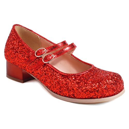 Women's Glitter Sequins Low Heels Mary Jane Pumps Shoes Round Toe Comfortable Girls Party Dress Shoe